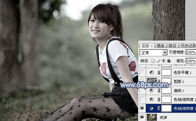 PS打造唯美的中性藍色外景美女圖片