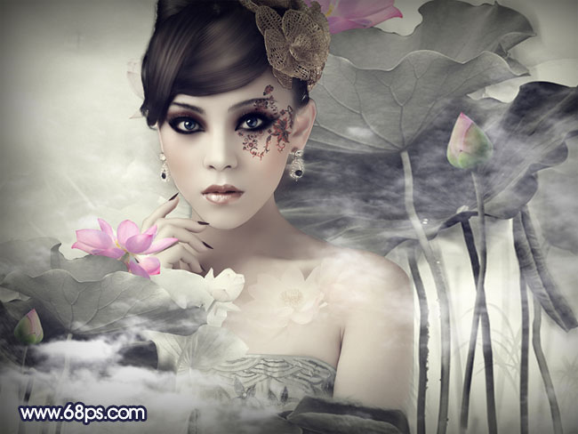 用PhotoShop把人物照片合成手繪水墨風格畫實例教程