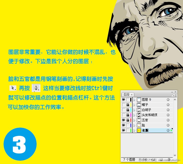用Illustrator繪制矢量圖人像頭發(fā)與胡須的方法