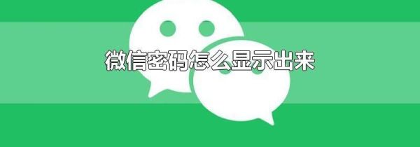 微信密碼怎么顯示出來